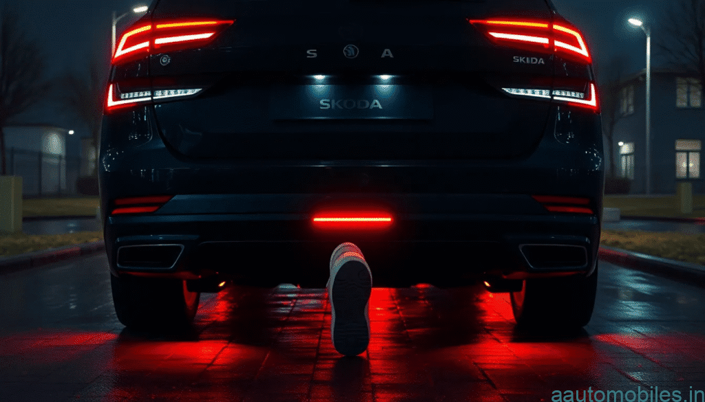 driver using foot gesture under bumper to open boot