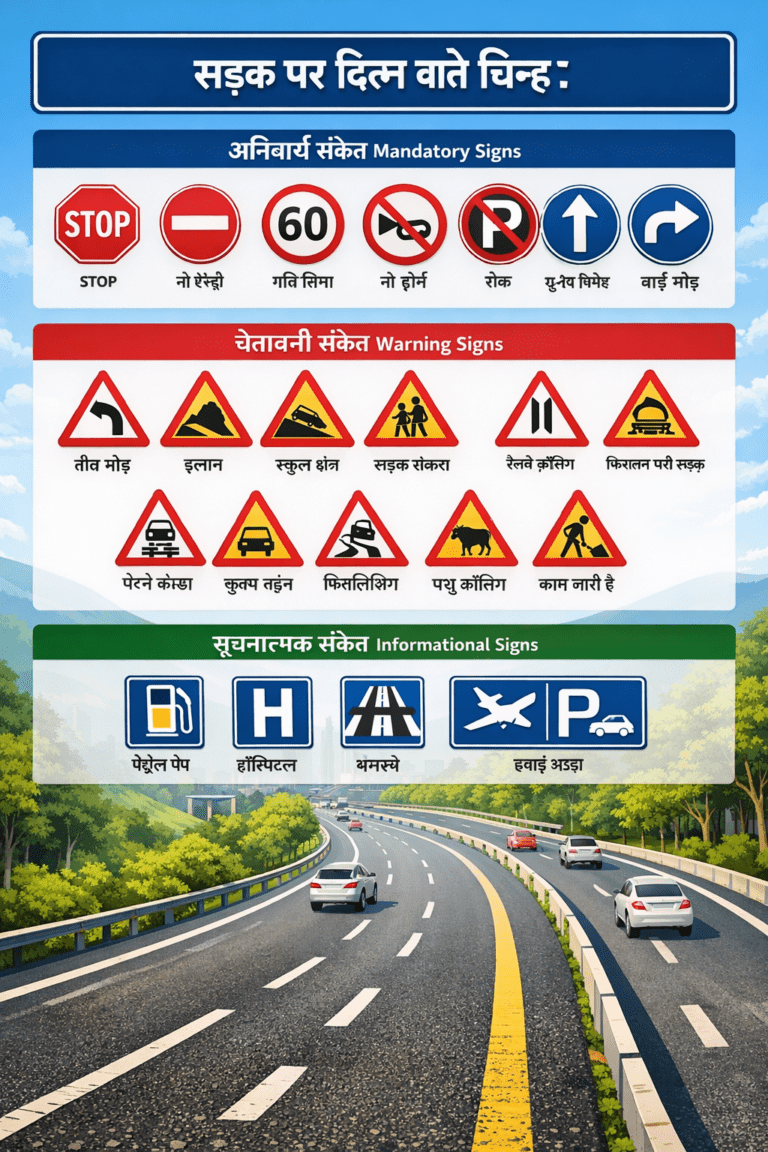 सड़क पर दिखने वाले चिन्ह और उनका मतलब | Road Signs in India ...