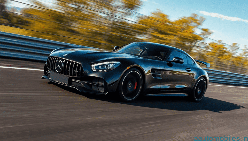 “Mercedes-AMG GT 63 S racing on a track"