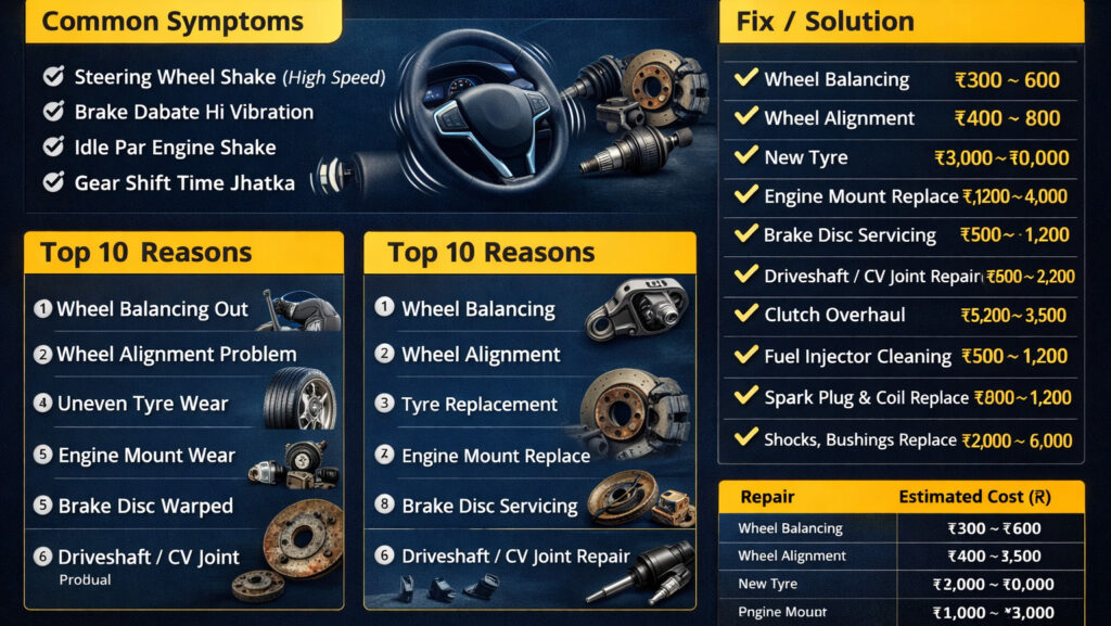 Car vibration issues and solutions infographic