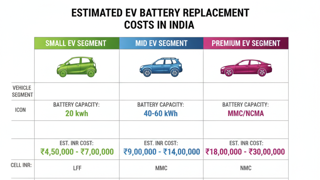 EV Battery Cost India Table