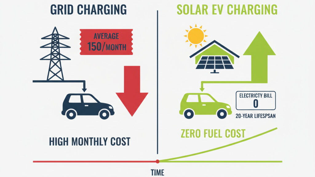 comparison of Grid Charging vs Solar EV Charging