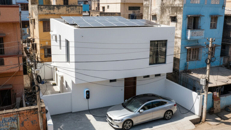 Electric car charging with a solar-powered home charging system