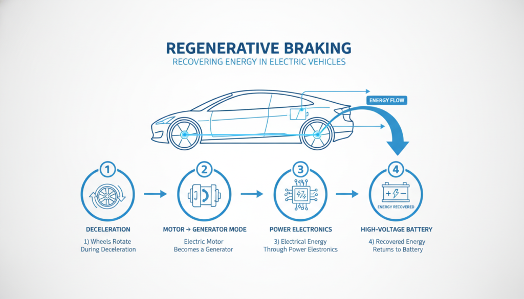 One-pedal driving using regenerative braking in an EV